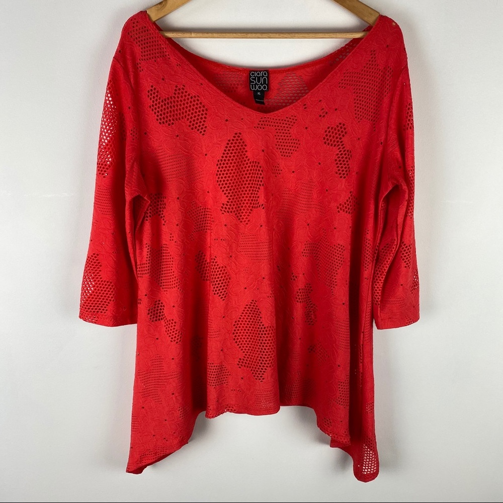 CLARA SUN WOO Red Tunic Shirt | XL